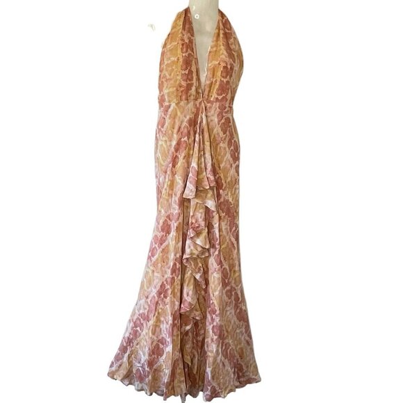 Lovers + Friends Dresses & Skirts - Lovers + Friends Revolve Halter Maxi NEW Plunge V-Neck Backless Ruffled Front